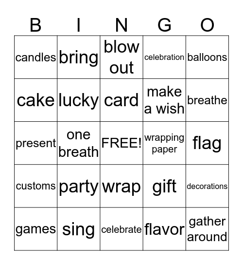 Birthday Bingo Card