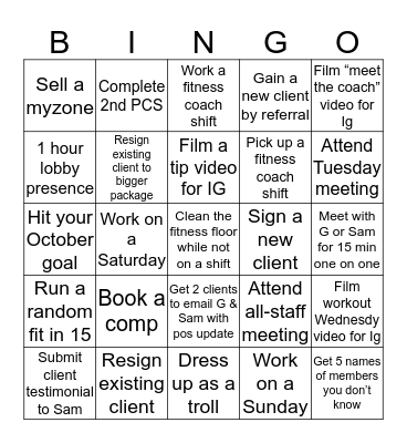BUSINESS BUILDER Bingo Card