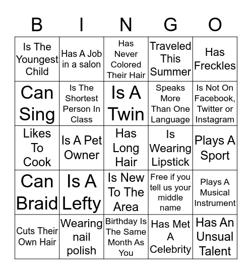 WELCOME  Bingo Card