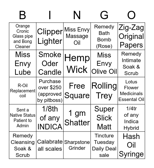 Bingo - Bliss - 17th October 2017 Bingo Card