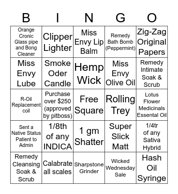 Bingo - Bliss - 18th October 2017 Bingo Card