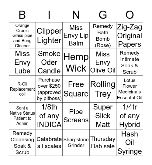 Bingo - Bliss - 19th October 2017 Bingo Card