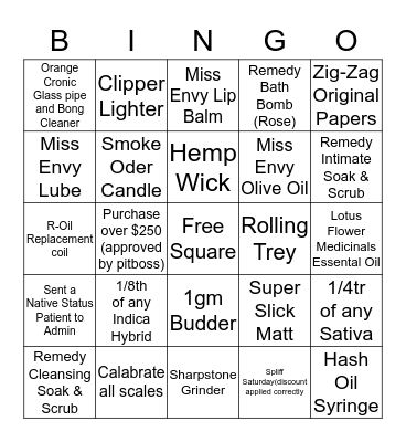 Bingo - Bliss - 21th October 2017 Bingo Card