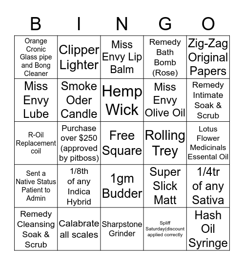 Bingo - Bliss - 21th October 2017 Bingo Card