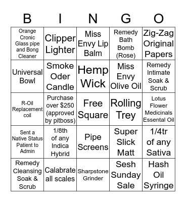 Bingo - Bliss - 22nd October 2017 Bingo Card