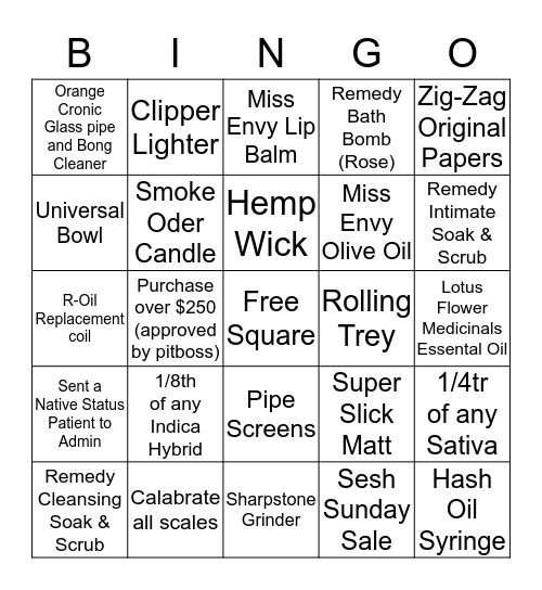 Bingo - Bliss - 22nd October 2017 Bingo Card