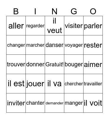 Lotto  - Common Verbs Bingo Card