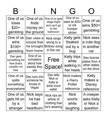 Vegas Bingo!!! Bingo Card