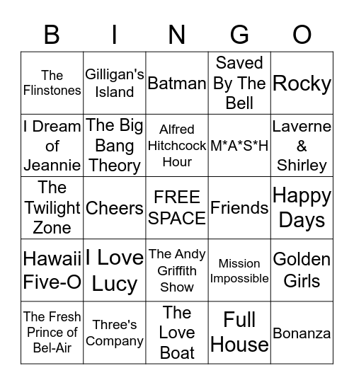 THEME SONGS Bingo Card