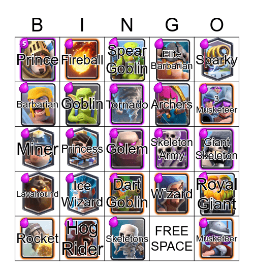 Clash Royale Bingo Card