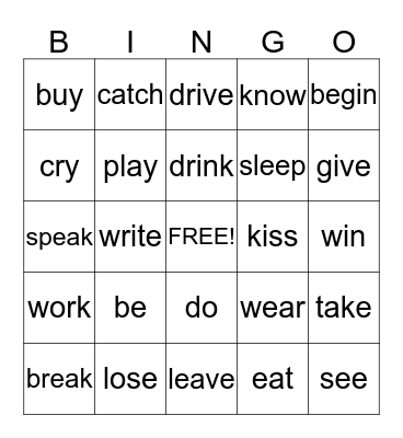 Past Participles Bingo! :) Bingo Card