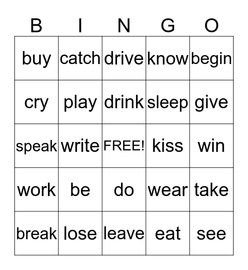 Past Participles Bingo! :) Bingo Card