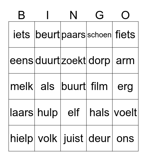 Bingo - spel 5 Bingo Card