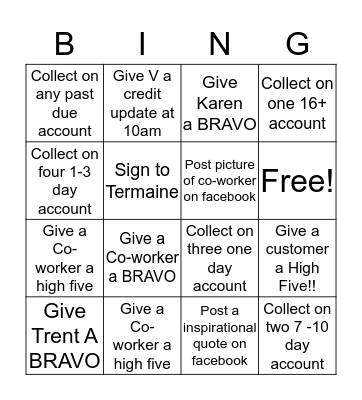 Work Hard Play Hard Bingo Card