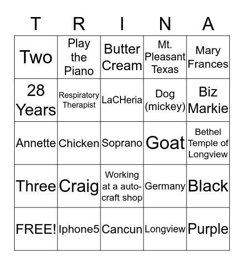 Happy Birthday  Bingo Card