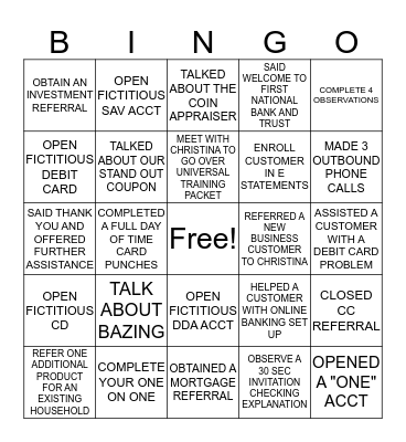 SALES BINGO Card