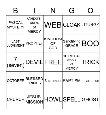 2017 5TH GRADE HALLOWEEN Bingo Card