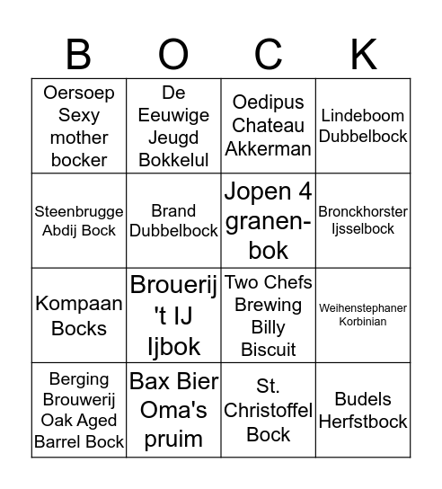 Bock-Bier-Bingo Card