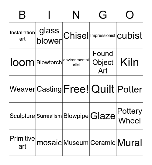 Art Around Us Bingo Card