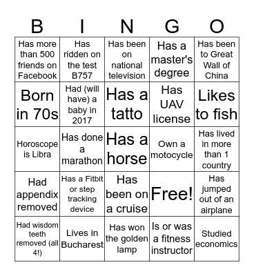 Find Someone Who.. Bingo Card