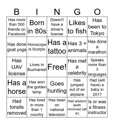 Find Someone Who.. Bingo Card