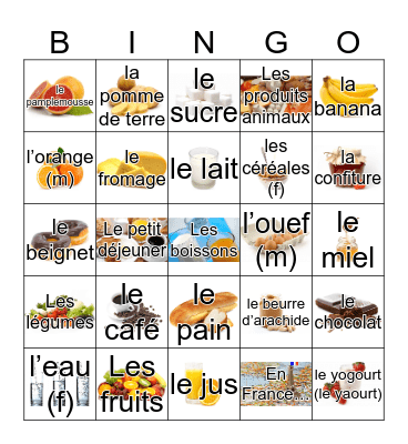 Le petit déjeuner Bingo Card