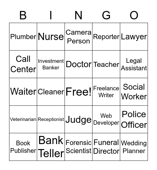 Job Bingo  Bingo Card