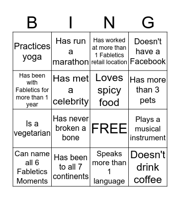 Human Bingo Card