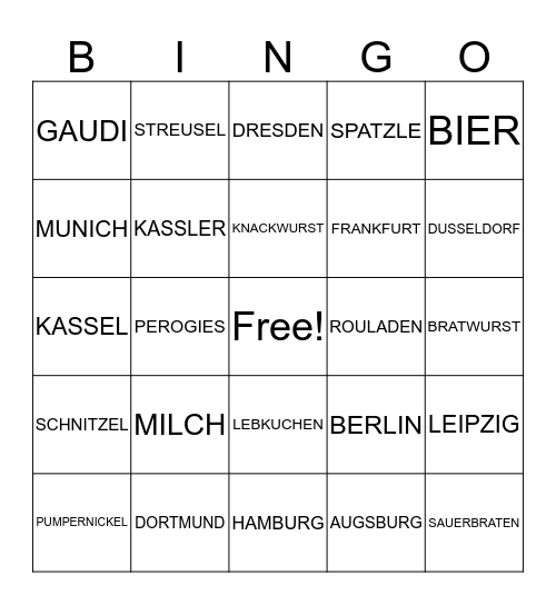 OKTOBERFEST Bingo Card