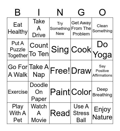 COPING SKILLS Bingo Card