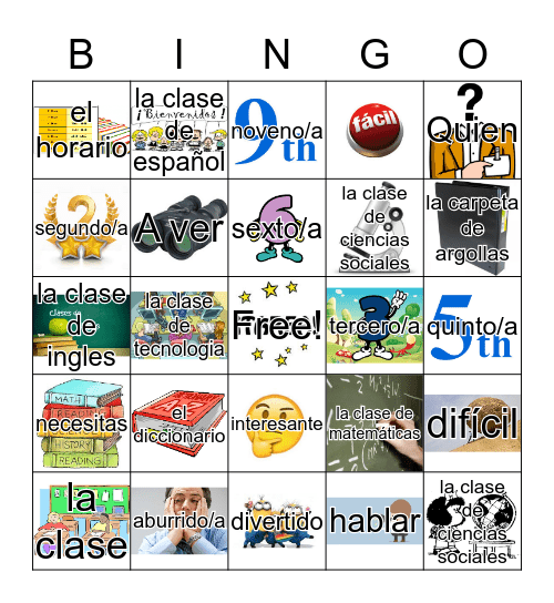 Vocabulario  Bingo Card