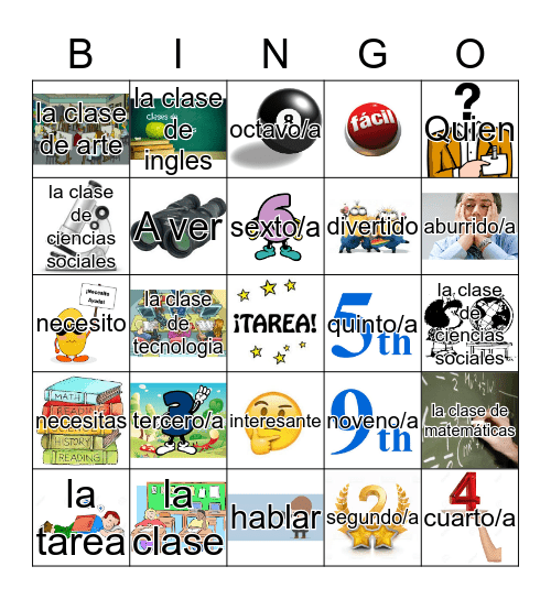 Vocabulario  Bingo Card