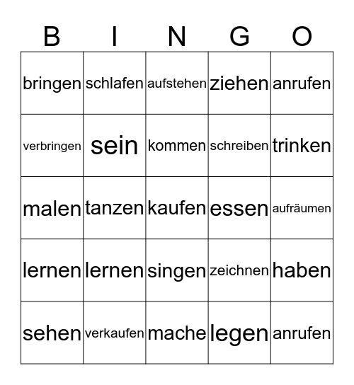 Perfekt (1) Bingo Card