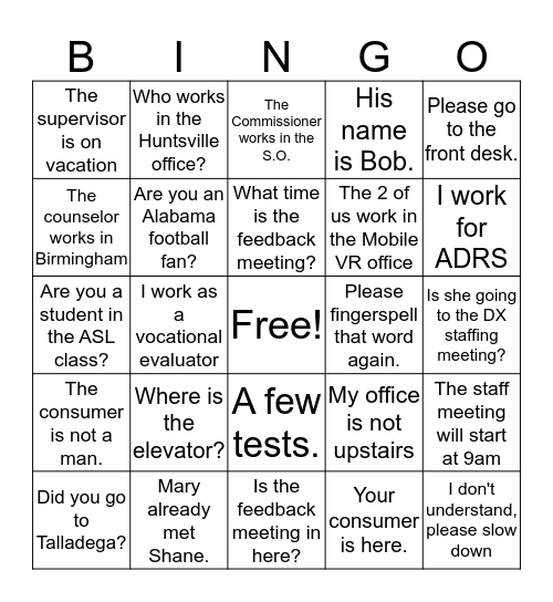 Nov. 17th Phrases Bingo Card
