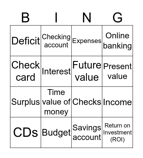 Finance is Fun! Bingo Card