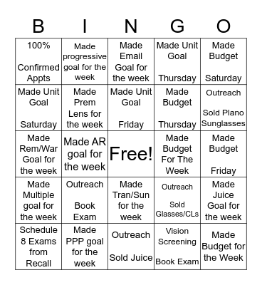 Wild Weekend Bingo Card