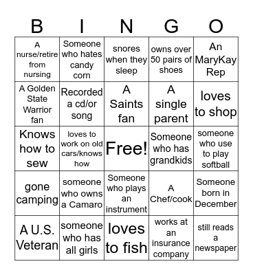 Ice Breaker Bingo Card