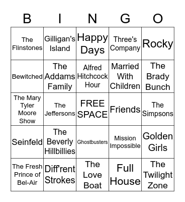 THEME SONGS Bingo Card