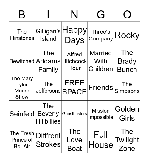 THEME SONGS Bingo Card