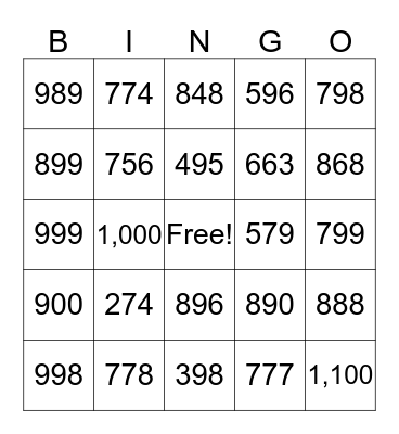 Mental Math Addition Vol. 2 Bingo Card