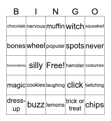 Halloween Story Bingo Card