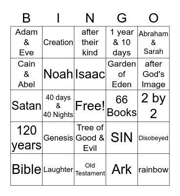 Genesis Review Bingo Card