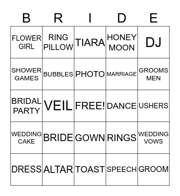 KENYA'S BRIDAL SHOWER Bingo Card