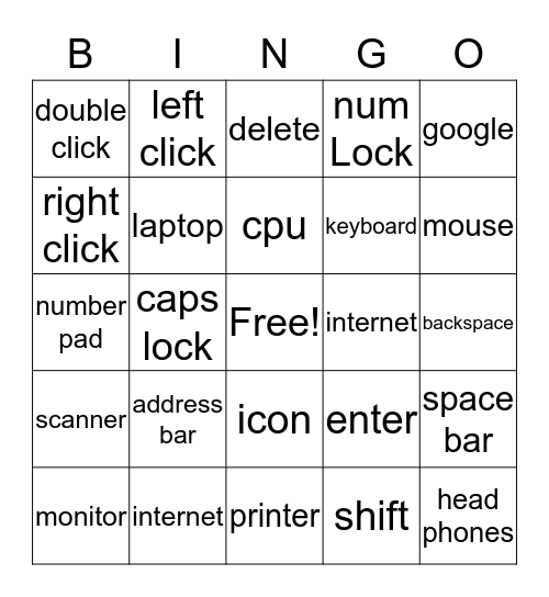 Computer Bingo Card