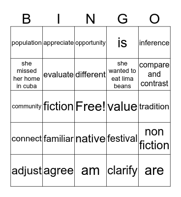 Unit 1 Review BINGO Card