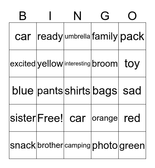 LEVEL 2 BINGO Card