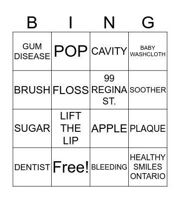 DENTAL HEALTH Bingo Card