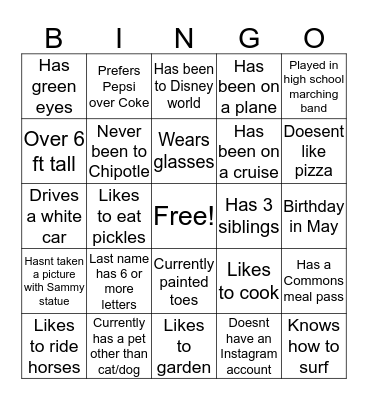 Second Bingo Card