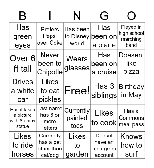 Second Bingo Card