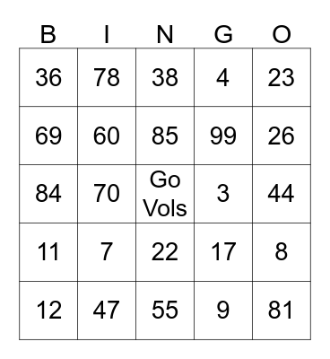It's Football Time In Tennessee Bingo Card